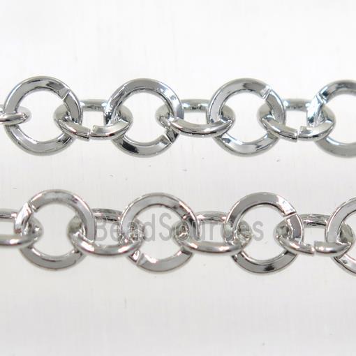 iron rolo chain, platinum plated