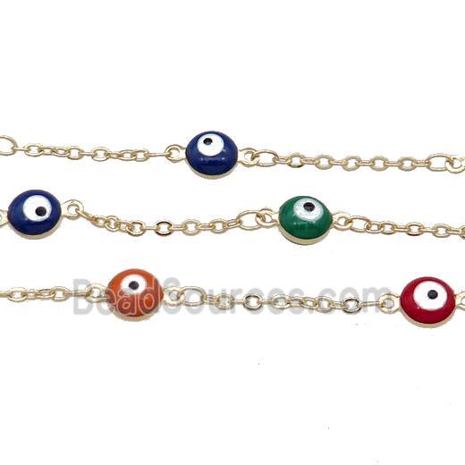 Copper Chain Enamel Evil Eye Gold Plated