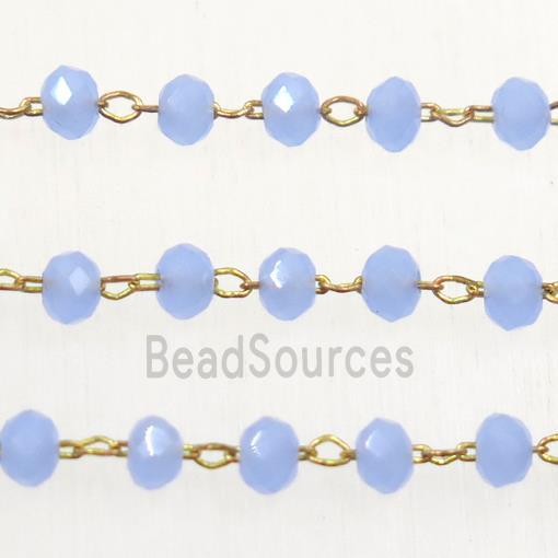 copper chain with lavender rondelle Chinese Crystal Glass beads