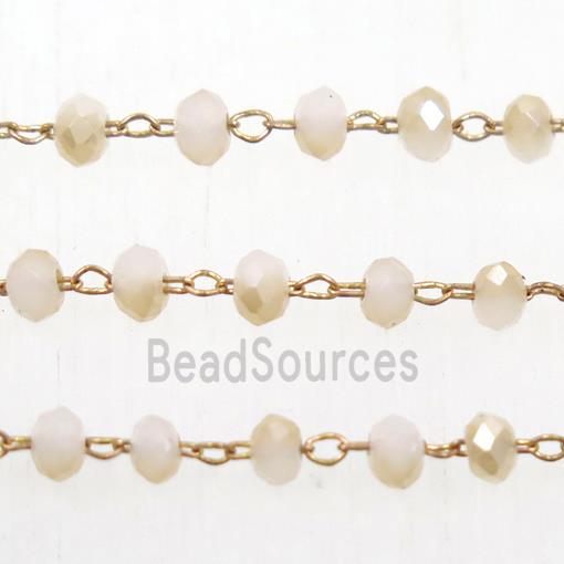 brass chain with Chinese Crystal Glass rondelle beads