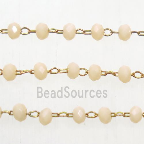 copper chain with rondelle Chinese crystal glass beads