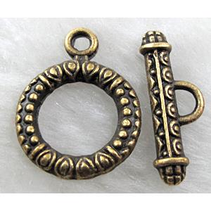 Tibetan Silver toggle clasps, Antique Bronze