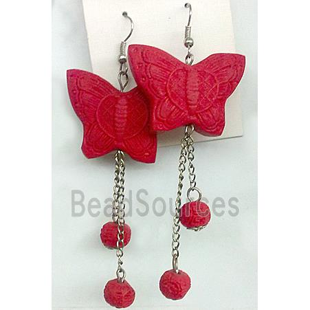 Butterfly, Cinnabar Earring