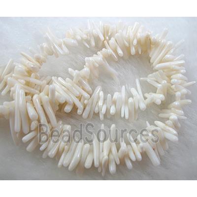 chip coral bead, dyed, white