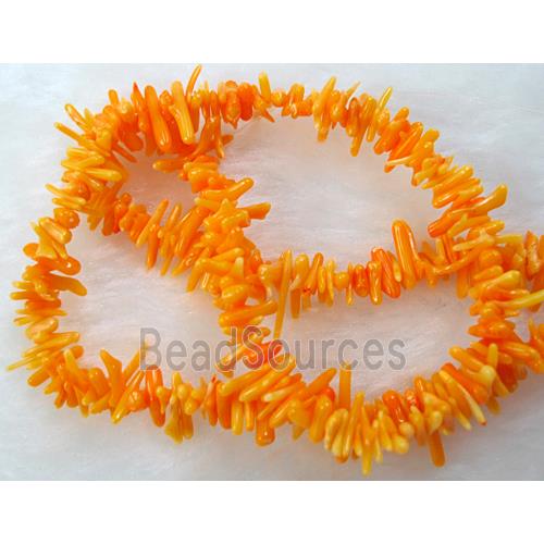 chip coral beads, dyed, yellow