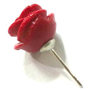 Compositive coral rose bead, yellow, half hole