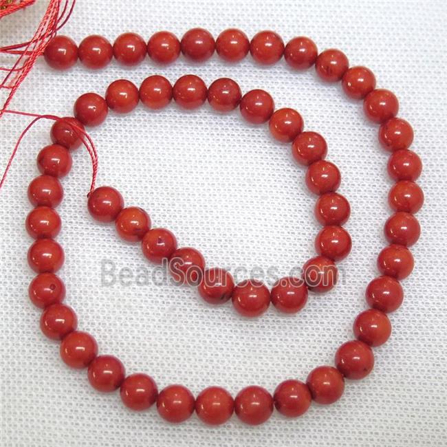 Natural Red Coral Beads Smooth Round