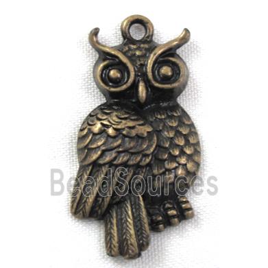 Tibetan Silver Owl Charms pendants, Antique bronze