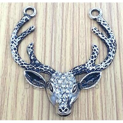 tibetan silver wapiti pendant, Non-Nickel, with rhinestone