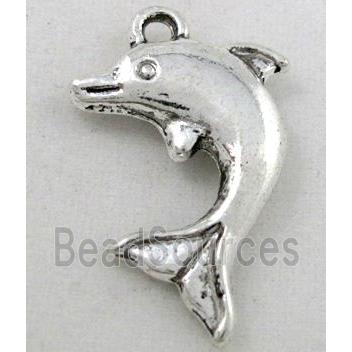 tibetan silver dolphin pendant, Non-Nickel