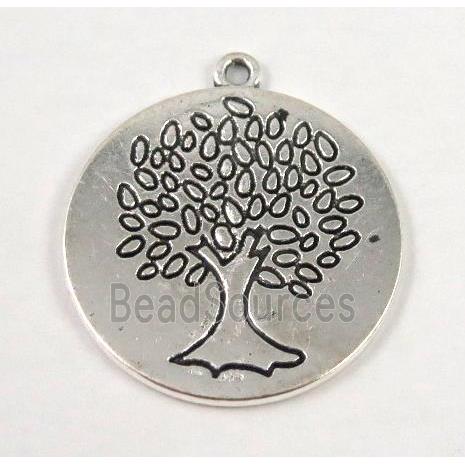 Tibetan silver tree pendant, non-nickel