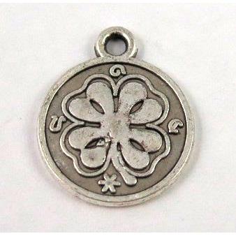 Tibetan silver clover pendant, non-nickel