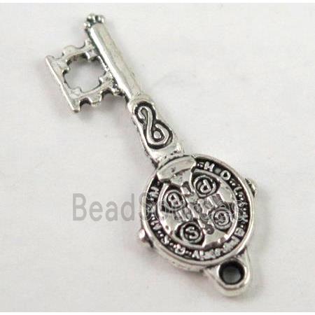 Tibetan silver key pendant, non-nickel