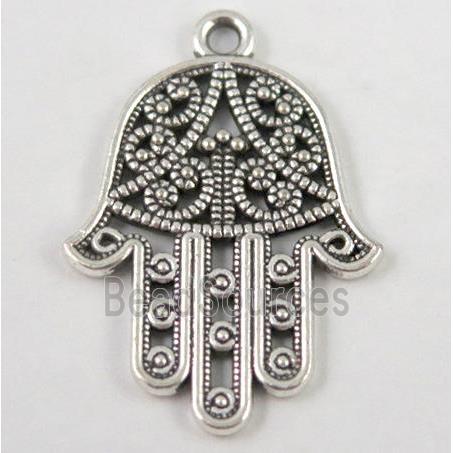 Tibetan silver hamsahand pendant, non-nickel