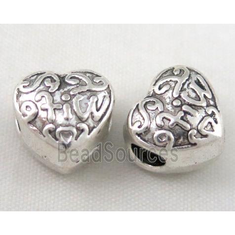 heart bead, tibetan silver Non-Nickel