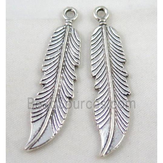 Tibetan silver feather pendant, Non-nickel