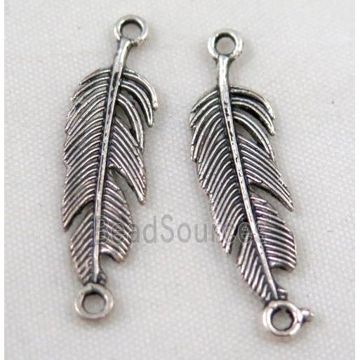 Tibetan silver feather connector, Non-nickel