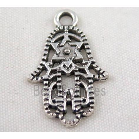 Tibetan silver hamsahand pendant, Non-nickel