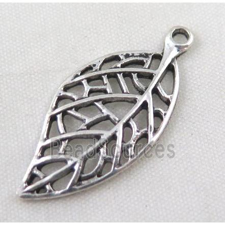 Tibetan silver leaf pendant, Non-nickel