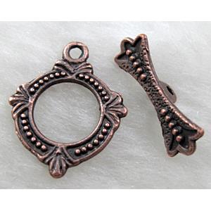 Tibetan Silver toggle clasps, Antique Red