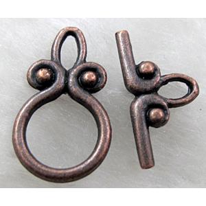 Tibetan Silver toggle clasps, Antique Red