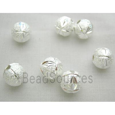 Silver Plated Carved Round Ball Beads, copper