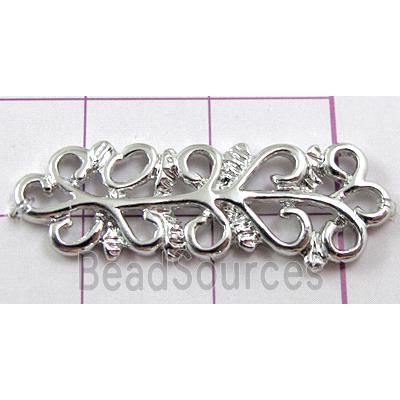 Baroque Style connector, platinum plated copper Flower