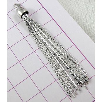 Tassel pendant, copper, platinum plated