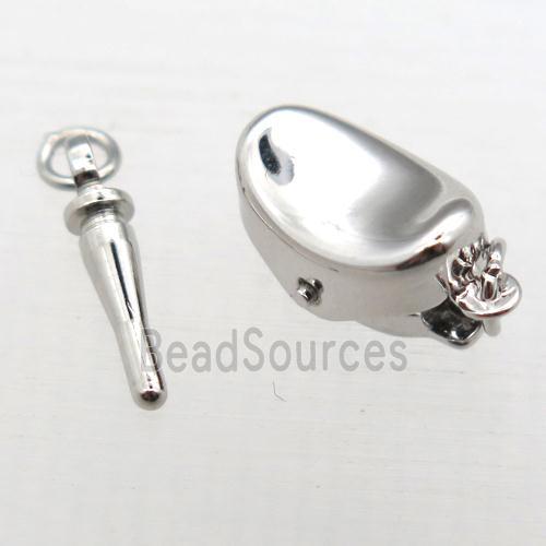 copper clip clasp, yuanbao, platinum plated