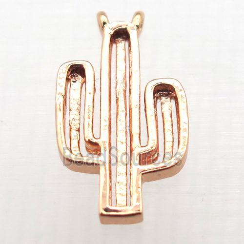 copper cactus pendant, rose gold