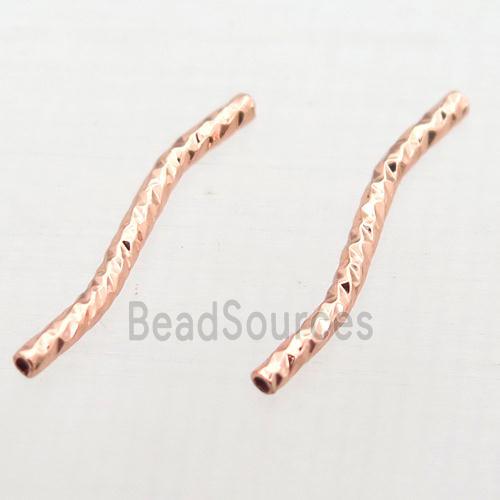 copper bend tube beads, rose gold