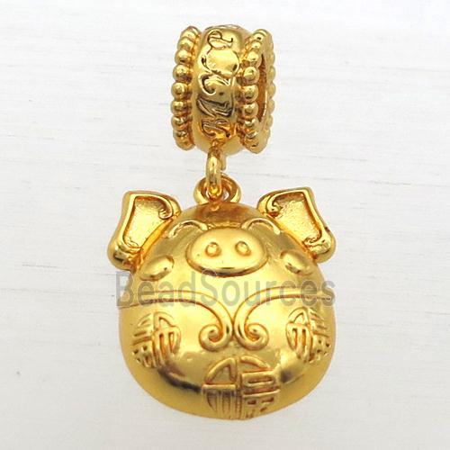 copper Zodiac Pig pendant, gold plated