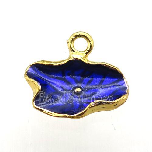 enameling copper flower pendant, gold plated