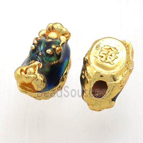 enameling copper pixiu beads, gold plated