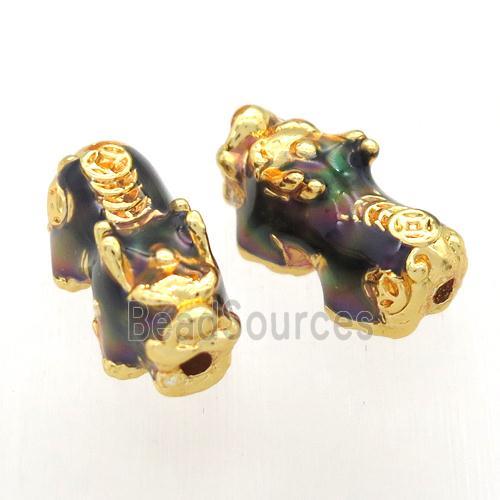 enameling copper dragon beads, gold plated