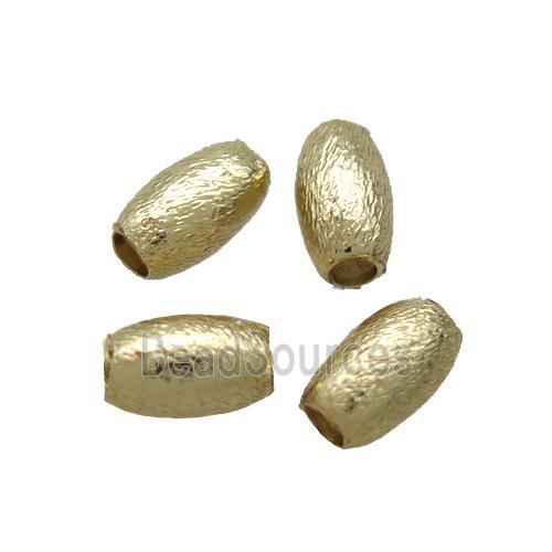 copper oval brushed beads, Unfade, gold plated