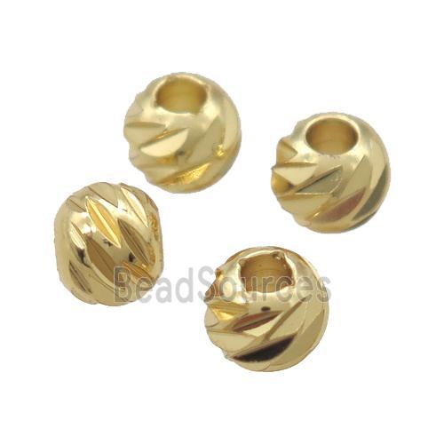 round copper carved beads, Unfade, gold plated