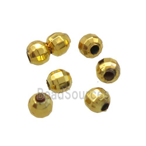 faceted round copper beads, Unfade, gold plated