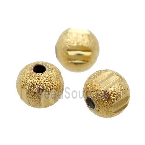 round copper carved beads, Unfade, gold plated