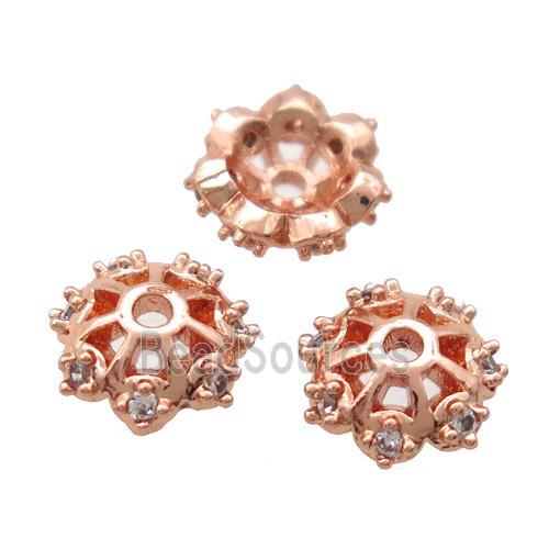 copper beadcaps pave zircon, Unfade, rose gold