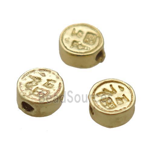 copper circle coin beads, duck gold, Unfade