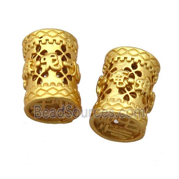 copper tube beads, Buddhist, duck gold, unfade