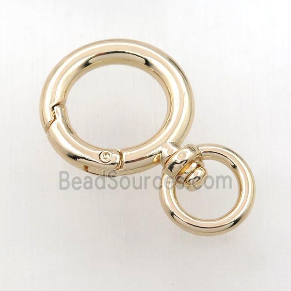 copper keychain clasp, circle, gold plated