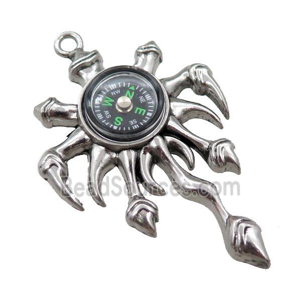 zinc charm pendant with compass