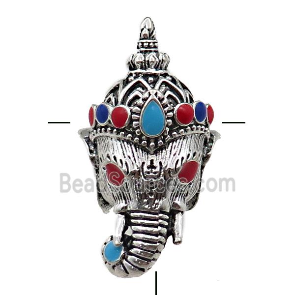 tibetan style elephant charm guru beads, zinc