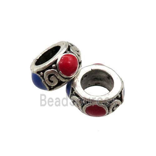 tibetan zinc rondelle beads, antique silver