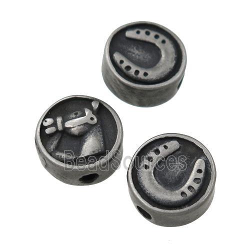 Stainless Steel button coin beads, horseshoe