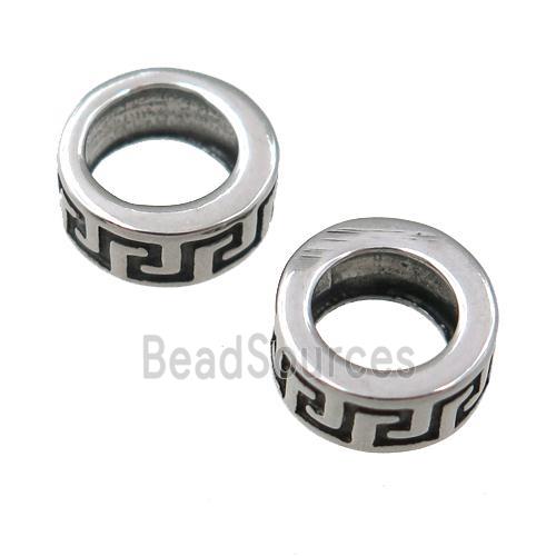 Stainless Steel rondelle beads, antique silver