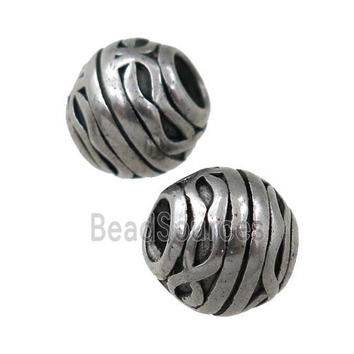 round Stainless Steel beads, antique silver