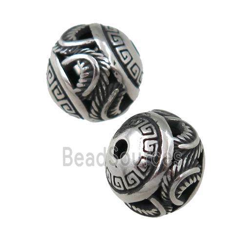 round Stainless Steel beads, antique silver